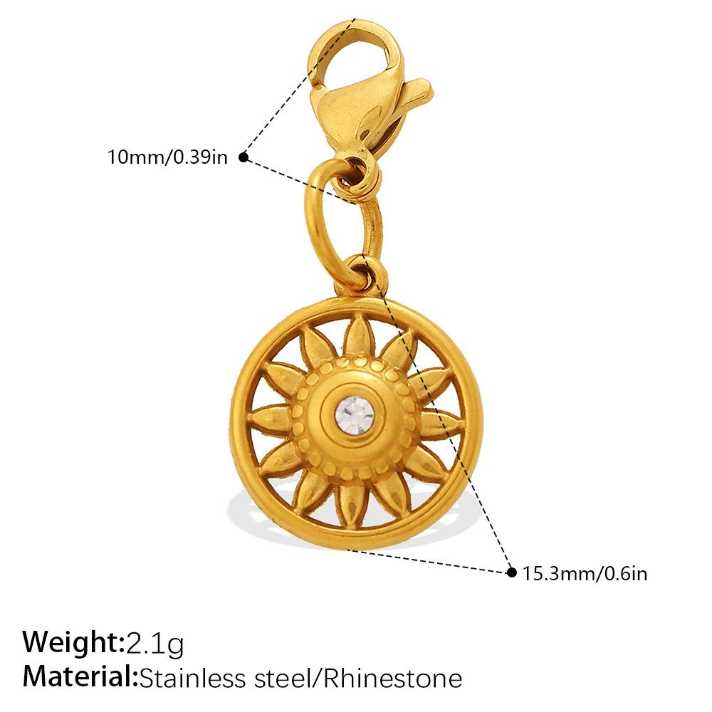 Fashion Light Luxury Diamond Star Moon Sun Lobster Buckle Pendant Stainless Steel Gold Plated DIY Versatile Accessories