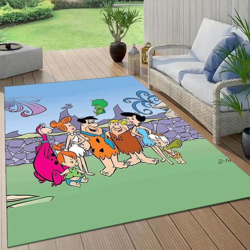 The Flintstones2 Flannel Pattern Square Carpet,Area Rug,Carpet Rug for Living Room Bedroom Sofa Playroom Decor,Non-slip Floor Mat