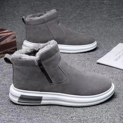 Mode Homme Bottes de Neige Peluche Chaussures Chaudes en Coton Hiver Baskets Montantes Bottines en Suède et Fourrure pour Homme Bottes à Plateforme Décontractées Botas Hombre