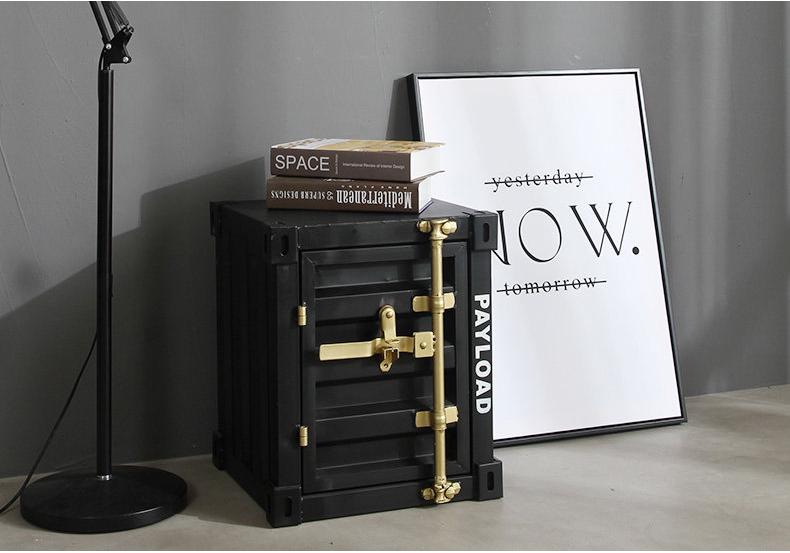 Industrial Iron Art Bedside Cabinet with Lock - Creative Storage Solution for Bedroom