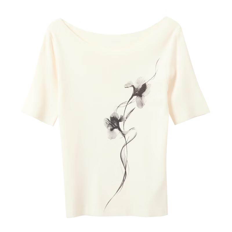 Sancai New Chinese Style Ink Print Knit Top L
