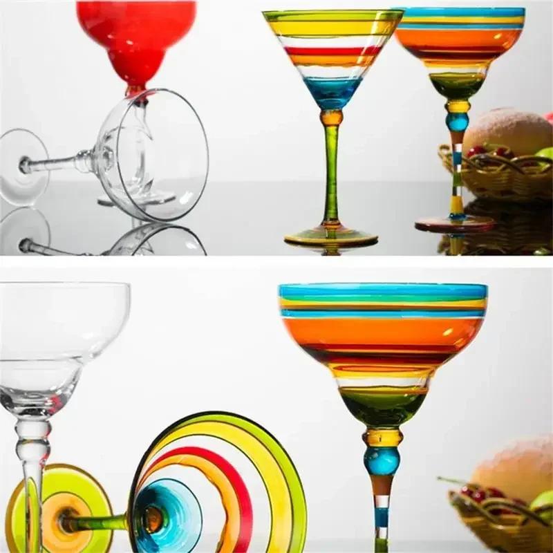 270ml Δημιουργικά Ποτήρια Κρασιού Margarita Χειροποίητα Πολύχρωμο Ποτήρι Κοκτέιλ Ευρώπη Ποτήρι Γοβάκι Ποτήρι Σαμπάνιας Δημιουργικό Ποτήρι Κρασιού Μπαρ