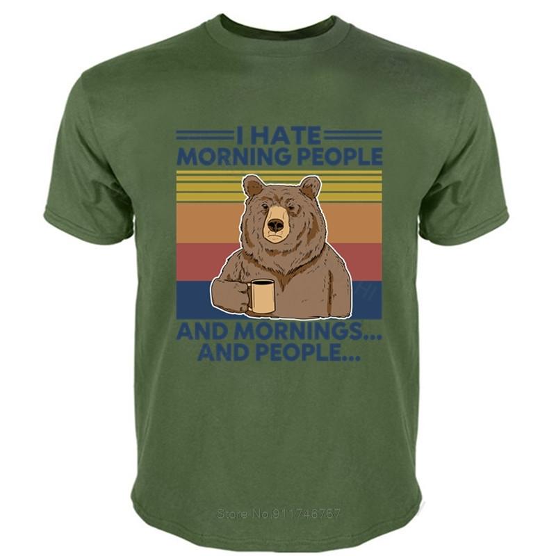 Funny Top Tees Mens Tshirt Mens Luxury Cotton T Shirt Bear That's What I Do Drink Coffee Hate People Know Things Vintage Neck