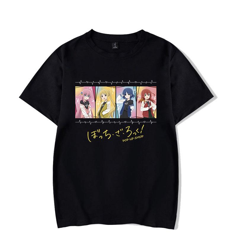Anime Tshirt Bocchi the Rock Print Commemorative Shirt Round Neck Short Sleeve Summer Tees Lightweight Soft Comfortable Unisex