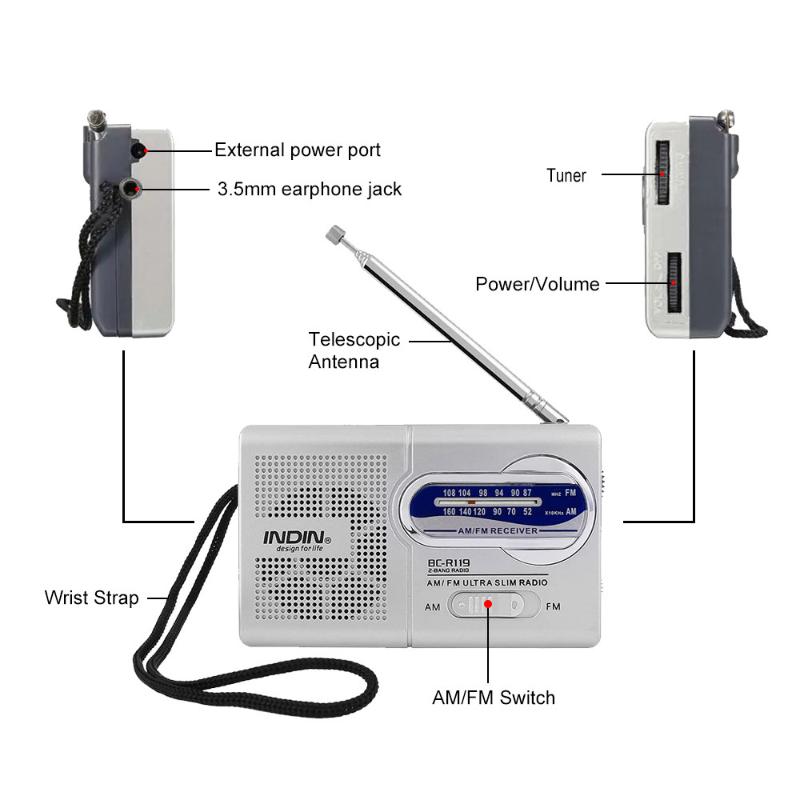 Bc-R119 Radio Am Fm Battery Operated Portable Radio Best Reception Longest Lasting For Emergency Hurricane Running Walking Home