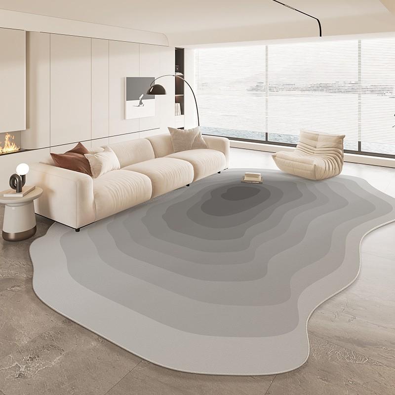 Modern Abstract Irregular Shape Area Rug Living Room Bedroom Non-Slip Washable Floor Mat Minimalist Cream Style