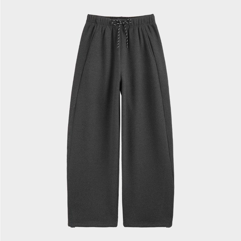 

Women s Gray Fleece-Lined Sweatpants: Spring New Arrival, Thickened, Casual, Banana Straight Leg, Lazy Loose Fit, Scimitar Wide Leg. S (fits 80-95 lbs)