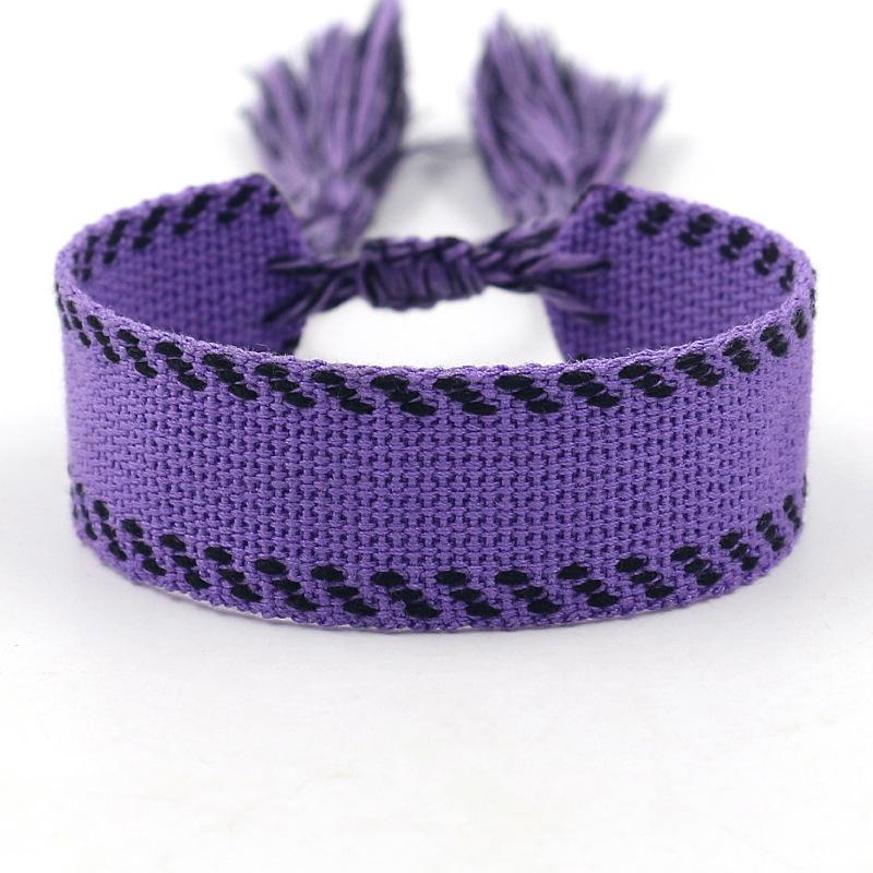 Ethnic Style Woven Bracelet with Embroidered Tassels - D Family DIY Promotion Wristband