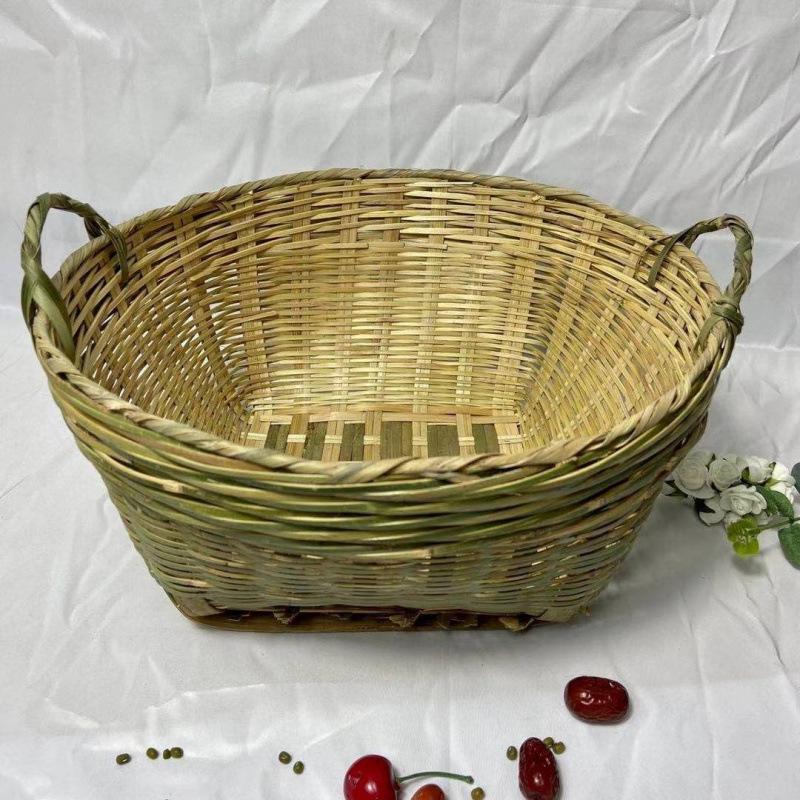 Xiangxi Handmade Bamboo Storage Basket with Lid - Waterproof, Small or Large Size, Perfect for Household, Kitchen, or Supermarket Display.