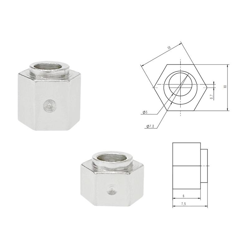 Eccentric Hex Nut Engraver Isolator for 3D Printer, Carbon Steel, Nickel-Plated, Inner Diameter 5".