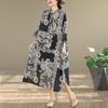 DIMANAF New 2026 Women Plus Size Spring Summer Beach Long Dress Lady Loose Oversize Maxi Floral Print Cotton Vintage Black