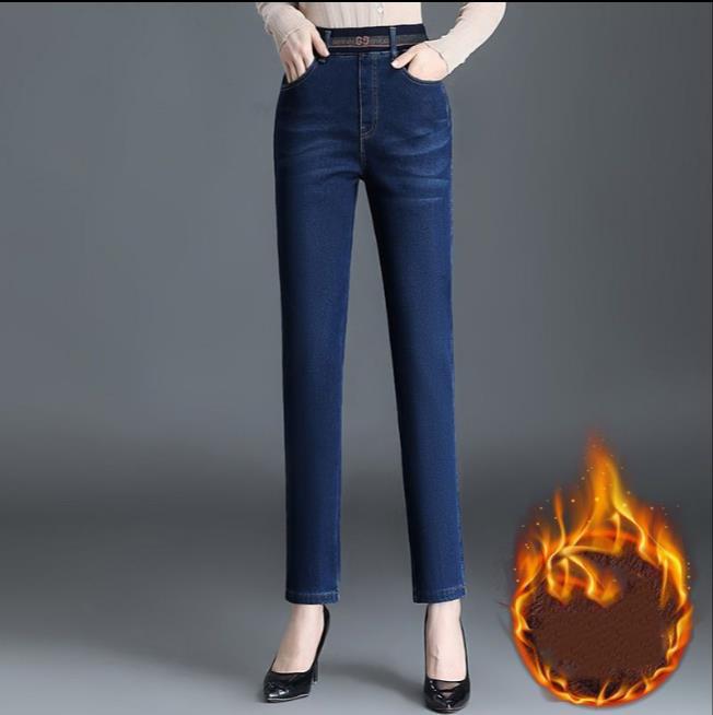 Winter Plus Velvet Stretch Jeans Women High Waist Skinny Vaqueros Thick Warm Denim Trousers Fashion Mom Pencil Pants