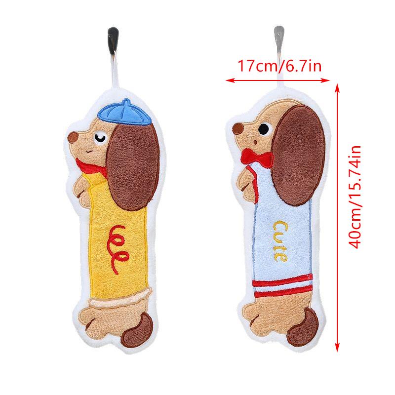 Dackel Küchenhandtuch Haushalt Hängend Korallenfleece Super Saugfähig Fusselarm Badezimmerhandtuch