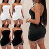 Sexy Bodycon Kleid für Damen Sommer Ärmellos Party Nacht Mini Bleistiftkleid Elegant Geburtstag Quaste Schlitz Kurze Kleider