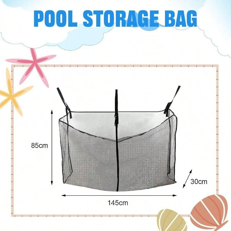 Sac en Maille de Rangement pour Piscine Sac de Rangement pour Bouée Gonflable Sac Suspendu pour Équipement de Natation d'Extérieur Grande Capacité Sac de Rangement Portatif noir