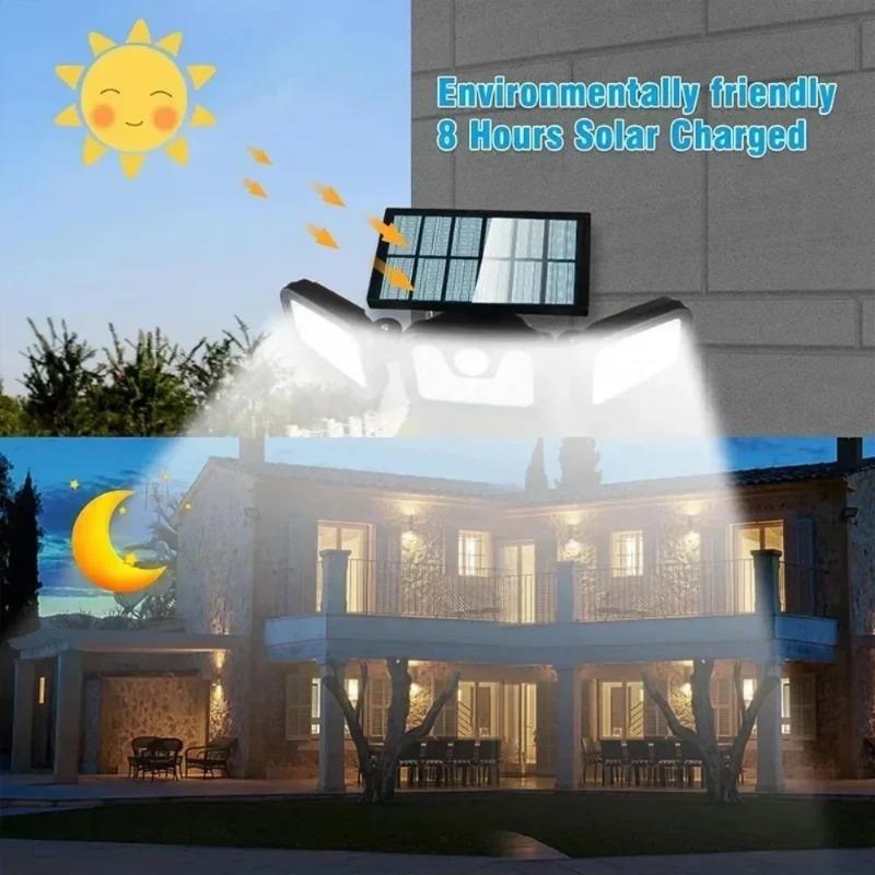 LED COB Solar Flood Light Outdoor Motion Sensor Strong Power LED Garden Wall Split Lamp Waterproof 3 Working Modes Lights