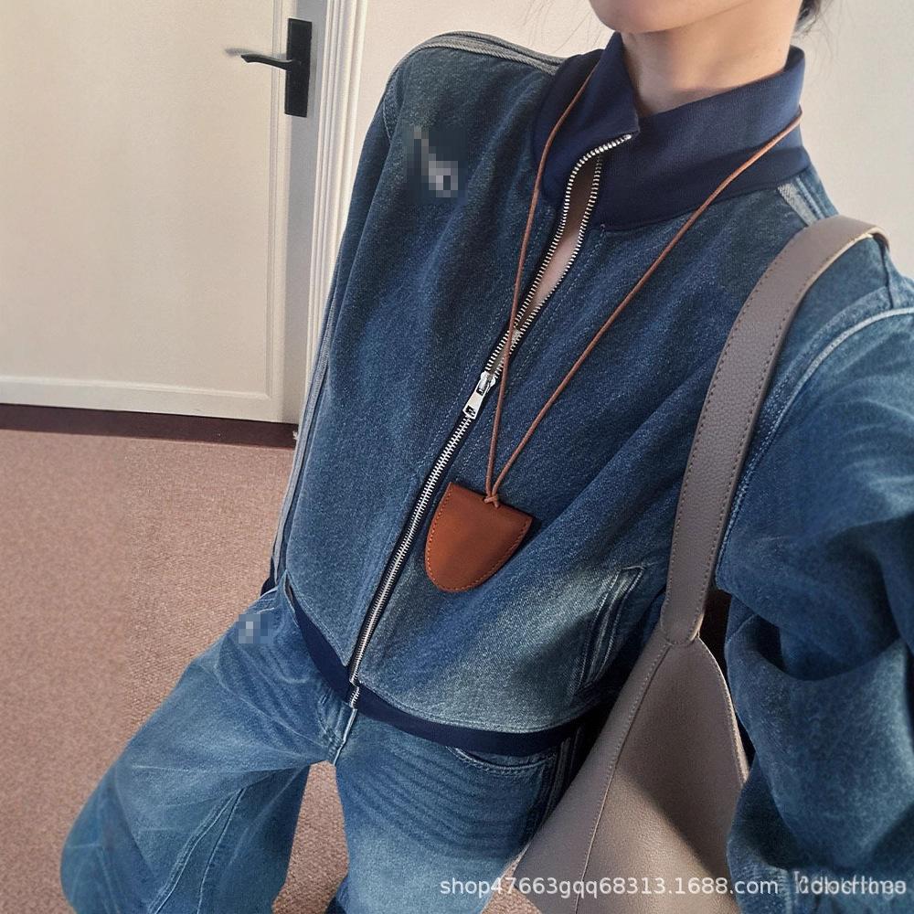 Korean Fashion Denim Suit Women's Spring and Autumn New Casual Sports Loose Short Jacket Wide-leg Pants Two-piece Trendy