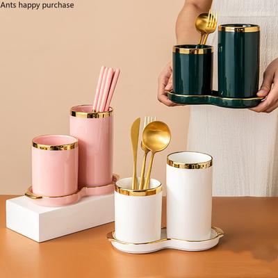 Keramický držák na hůlky Dvoudílný oblek se základnou Kuchyňské potřeby Hůlky Odkapávací stojan Nádoba na příbory Úložná schránka na hůlky Košík na hůlky