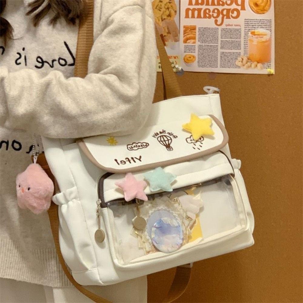 Preppy Style Student Crossbody Bag Large Capacity Y2K Anime Display Bag Cartoon Handbag  Women Use