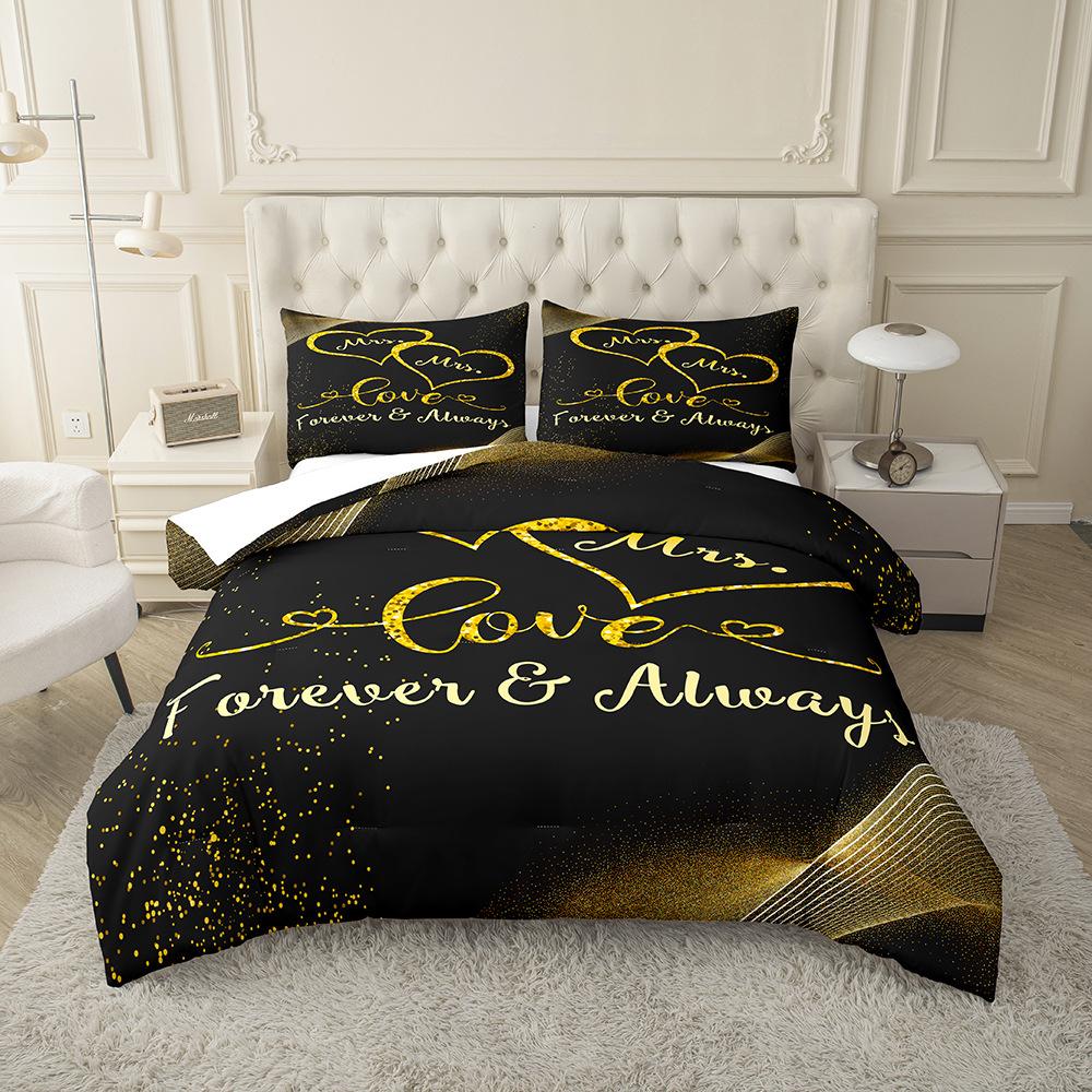 3D Digital Printing Kit Home Textile Quilt Cover Bed Sheet Bedding Three-Piece Set