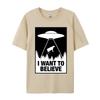 I Want To Believe Ufo Abducting A Cow Normal Fashionable Normal T Shirts Cotton Camisa Unisex Tees Print T Shirts