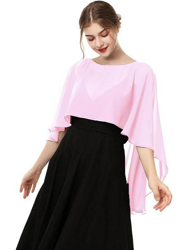 

Женская шифоновая шаль: Вечернее болеро, Свадебный кардиган или Аксессуар для защиты от солнца One Size розовый