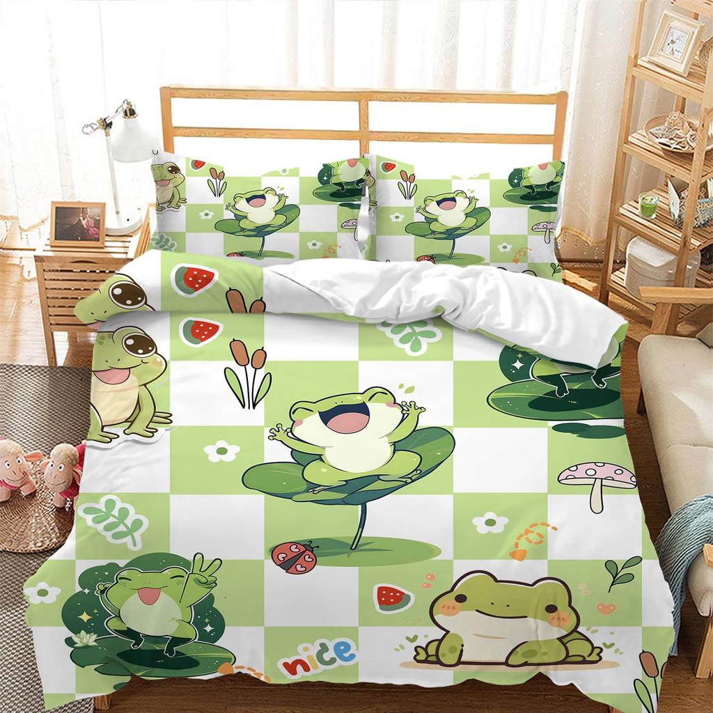 Frog Soft Comfortable Quilt Cute Animal Three-Piece Full Size Children Male Female Adult