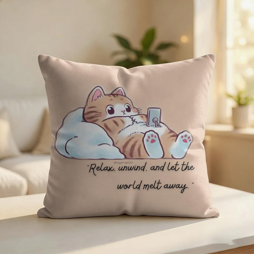 Funny Cat Cute Cartoon Ins Cushion Cover Silky Short Plush Invisible Zipper Dustproof Sofa Pillow Case For Home Decor 30x30cm
