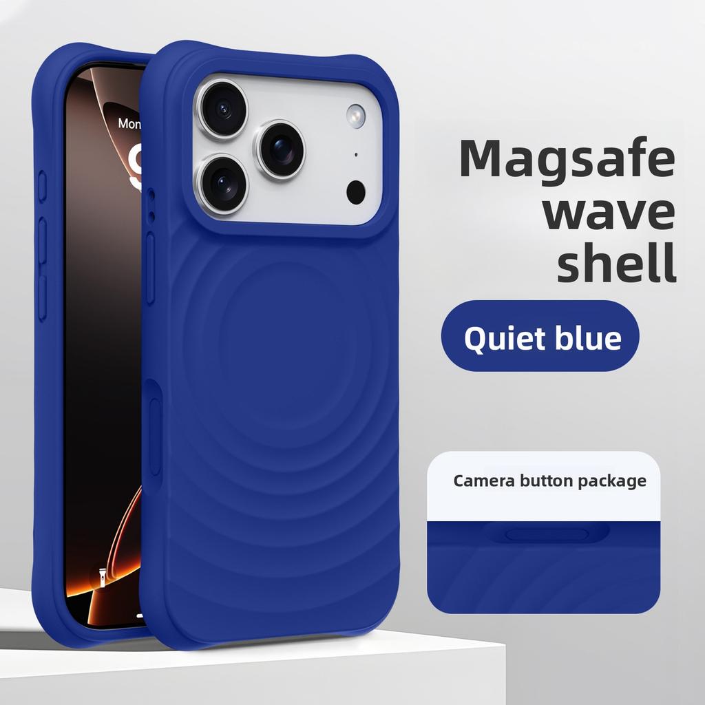 Capa Líquida de Silicone Magnética, Ondulada, para iPhone 17, Cobertura Total com Toque de Pele, Capa Protetora para Apple 16 Pro Max