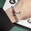 Fashion Crystal Stone Cross Charm For Women Men Punk Style Star Silver Color Chain Adjustable Red Zircon Bracelet
