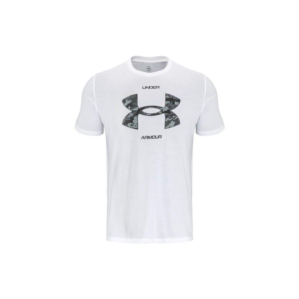 Under Armour Camo Logo Printed Vintage American Training Short Sleeve T-Shirt Men Tops White 1374027-100