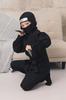 Clear Stone Halloween Ninja Cosplay Jet Black Costume, Black, Kids, 120cm,