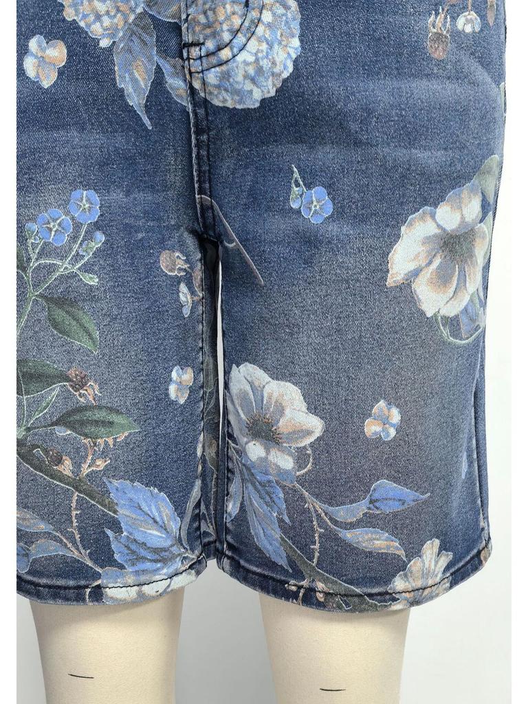Cross2026 Florale High-Waist Wide-Leg Denim Capris für Damen