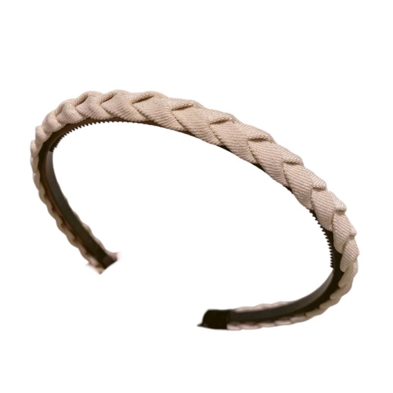 

Nonslip Braided Hairband with Teeth Grip For Skincare Face Washing Strong Hold On Side Bang Hair Styling Accessories білий