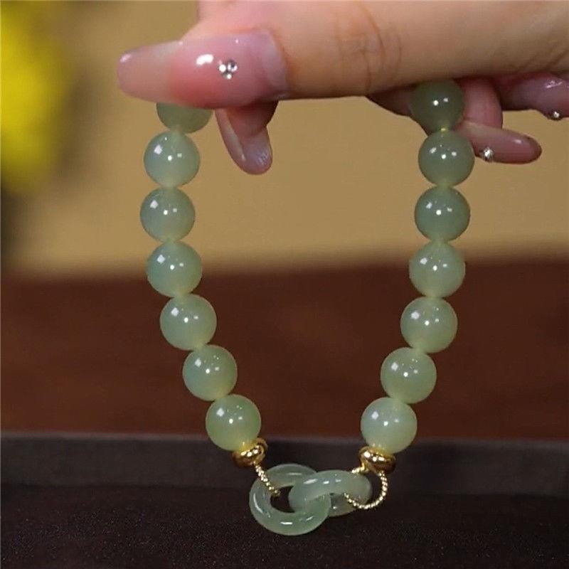 Elegant Faux Hetian Jade Interlocking Bracelet for Women - Versatile Summer Luxury