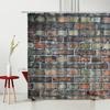 3D Printing Brick Pattern Shower Curtains Set Vintage Stone Brick Wall Polyester Fabric Hanging Curtain Bathroom Curtain Hooks