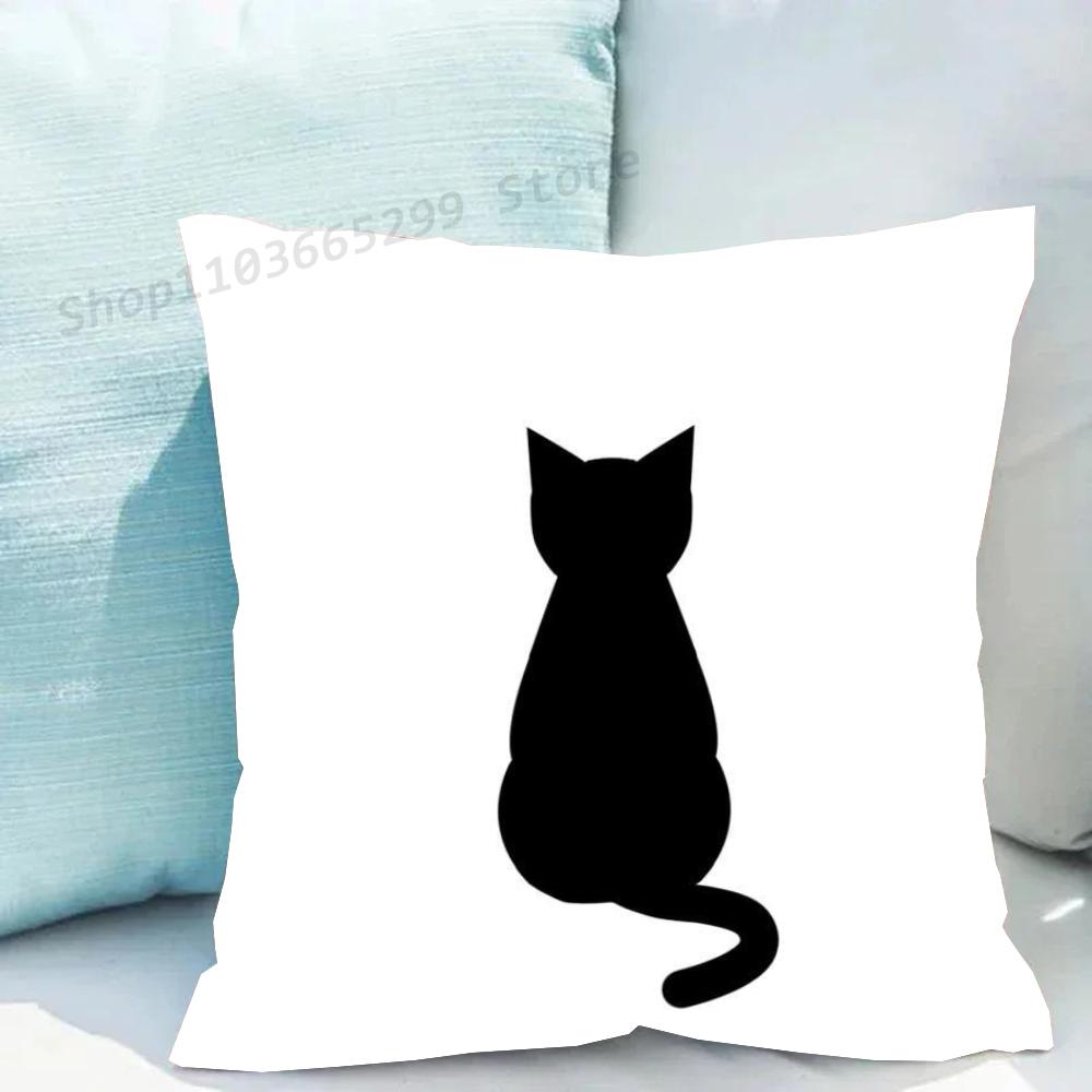 1 Stück Schwarze Katze Kissenbezug Quadratisch Schlafzimmer Sofa Freizeit Komfort Kissen Auto Wohnzimmer Heimdekoration
