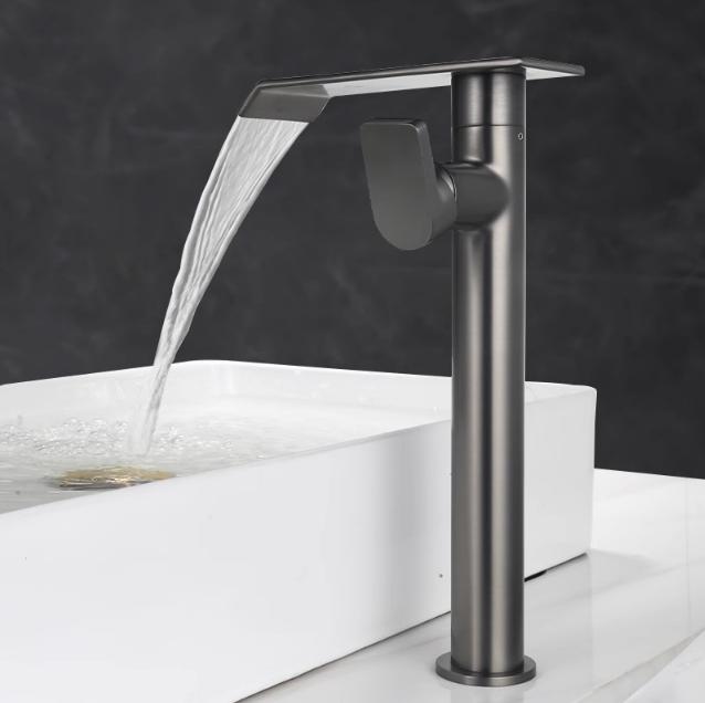 Brushed Gold 360 Rotating Bathroom Faucet Brass Basin Faucet Black Waterfall Tap Wash basin Faucet Hot & Cold Lavotory Faucet