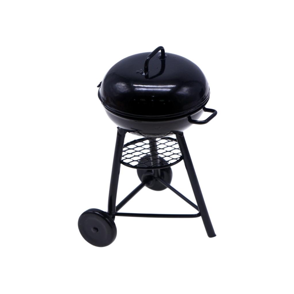 Dollhouse Miniature Black Bbq Grill Model Kitchen Toy For Doll House Picnic Grill Garden Outdoor Decor Kids Pretend Play Toy