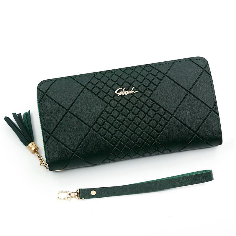 Minimalist Pu Long Wallet With Geometric Pattern For Daily Use
