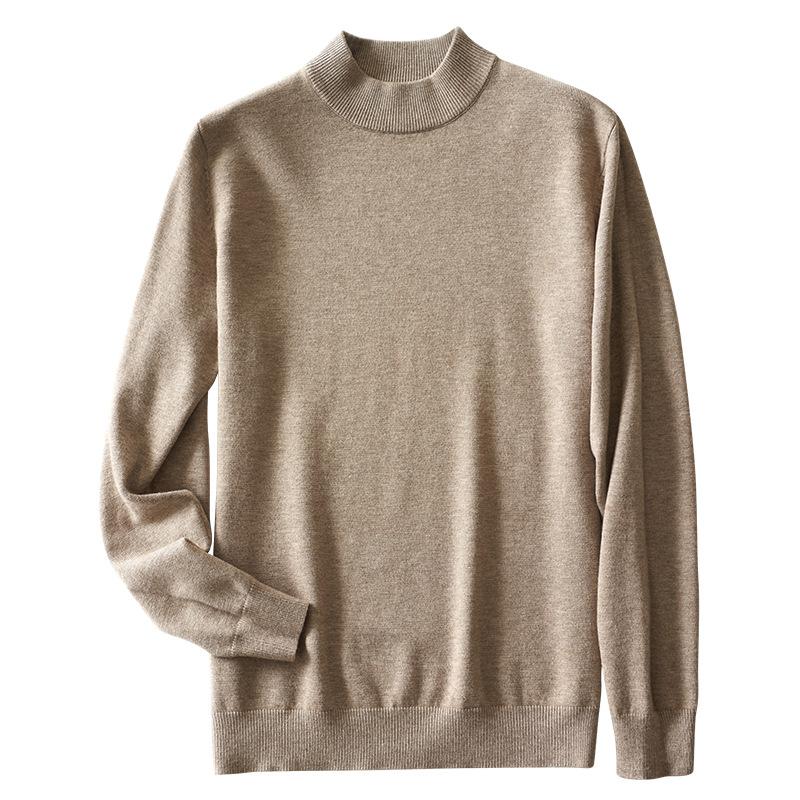 Fall and Winter Semi-turtleneck Sweater Men's Pullover Loose Solid Color Handsome Knit Sweater Fashion Versatile Bottoming Wool Sweater Long-sleeved