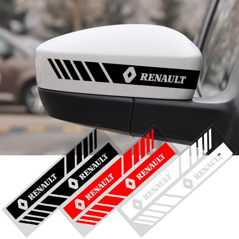 2PCS Car Rearview Mirror Decoration Sticker Emblems Styling For Renault Dacia Megane 2 3 Duster Koleos Logan Clio Laguna Sandero
