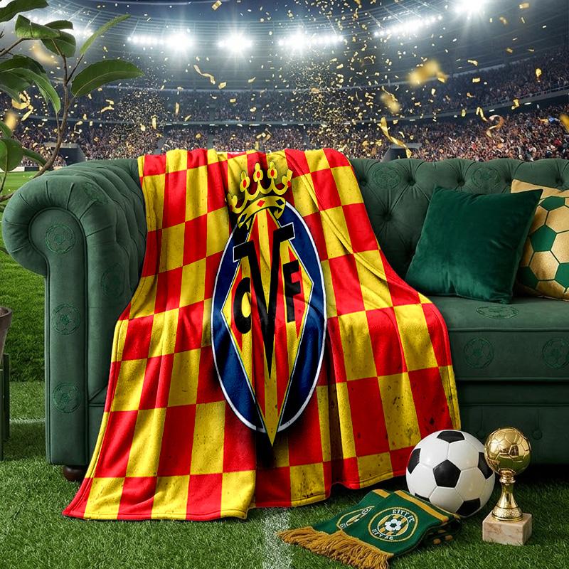 Club Vill-arreal Crest Design Throws Blanket Flannel Blankets Plush for Couch Bed Gifts for Men Women Travel picnic blanket Christmas fan gifts
