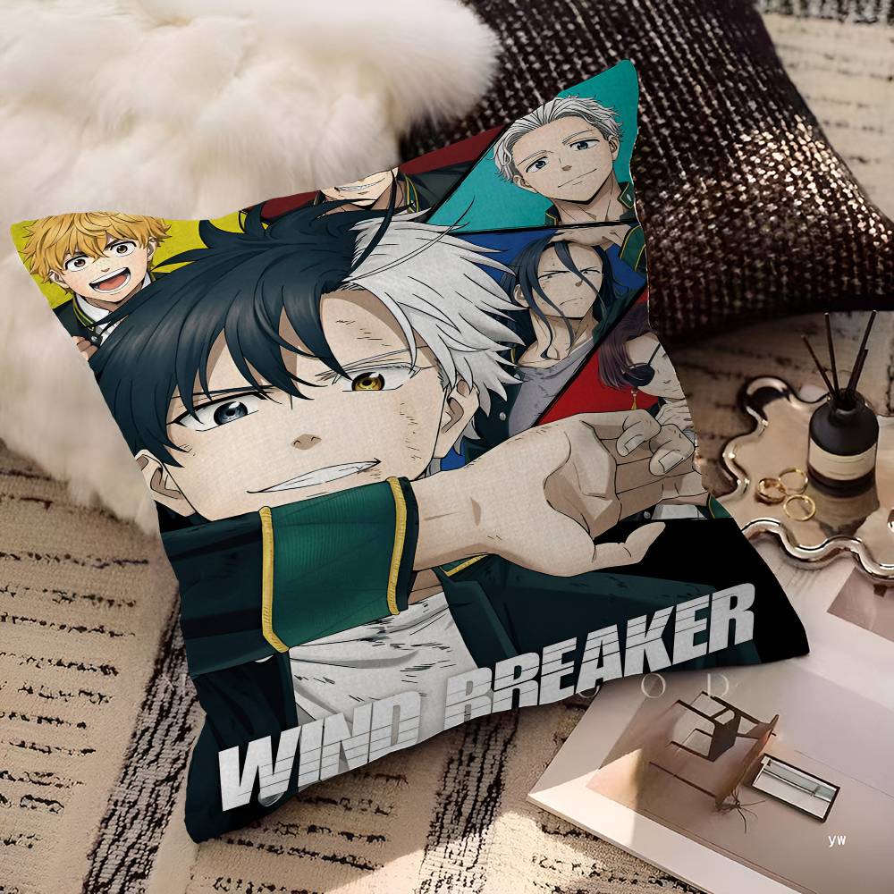 Anime Wind Breaker Pillow Cushion Cover Pillowcase Living Room Sofa Home Decor Customized