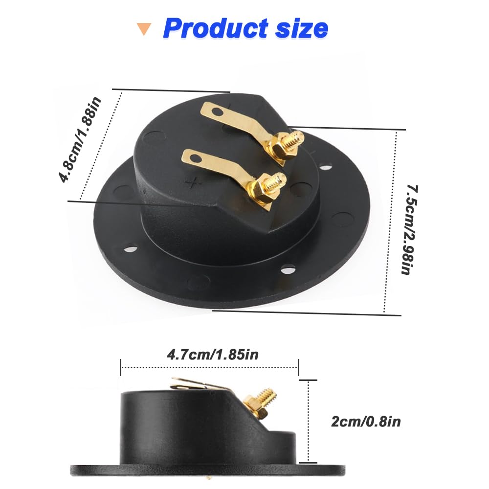 Xiatiaosann Round Speaker Box Terminal Cup Binding Closed Screw Type Banana Plug Power Speaker Screw Terminal Screws 3-inch 2-Way Posts, Plate, (12