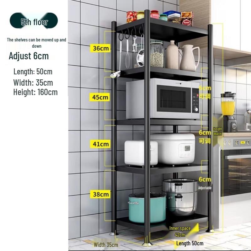 

5-Tier Multi-functional Mobile Kitchen Storage Rack