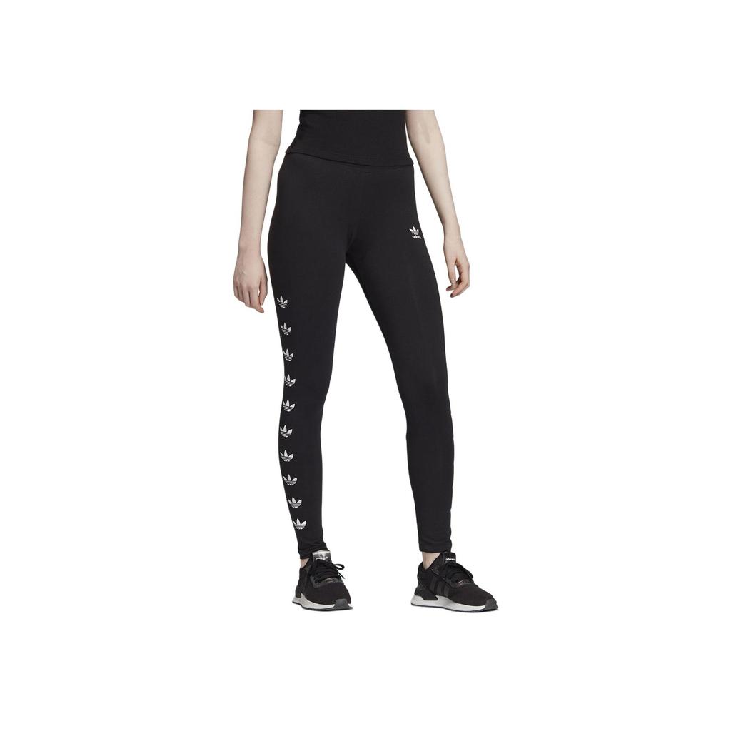 adidas Originals Logo Print Bequeme lässige Hose mit Bündchen Damen Unterteile Schwarz FT1830