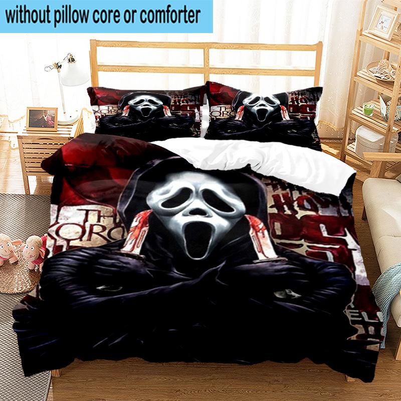 3PCS Scr-eam Horror Movie 3pcs Bedding,Including 3PCS Duvet Cover And 2pcs Pillowcases Perfect for Christmas,Ideal for Bedroom, Dormitory