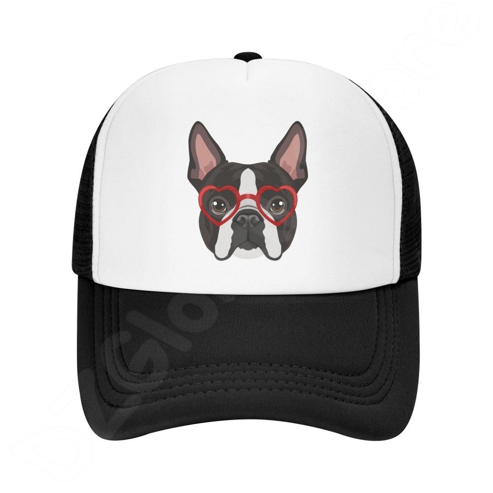 Denim-Kappe, Boston Terrier-Hund, Baseball-Dad-Cap, klassisch gewaschen, 100 % Baumwolle, verstellbar, lässig, Sport, für Unisex, Damen, Mütze