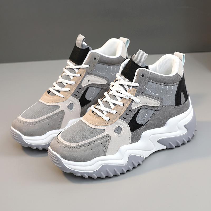 Neue farblich abgestimmte modische Freizeitschuhe 2025 Herbst vielseitig atmungsaktiv Dad-Schuhe erhöhte Sohle Student